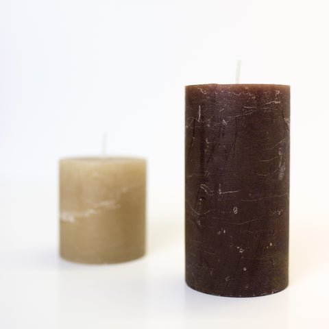 Pair of Pillar Candles - Chocolate and Caramel