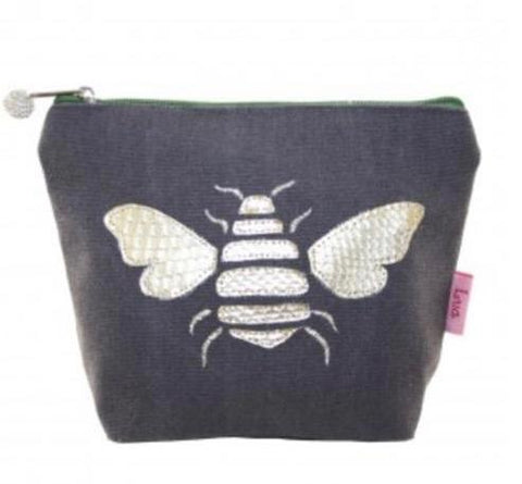 Cosmetic Purse - Charcoal with Bee - Love Roobarb