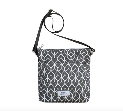 Bag - Oil Cloth Messenger Bag in Geometric Grey - Love Roobarb