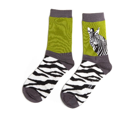 Socks - Bamboo - Wild Zebra - Green